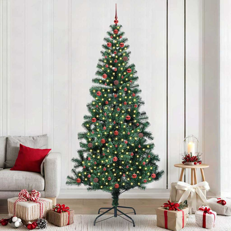 Chargez l'image dans la visionneuse de la galerie, Vidaxl kunstmatig voorverlicht kerstboom groen 240 cm pvc en metaal
