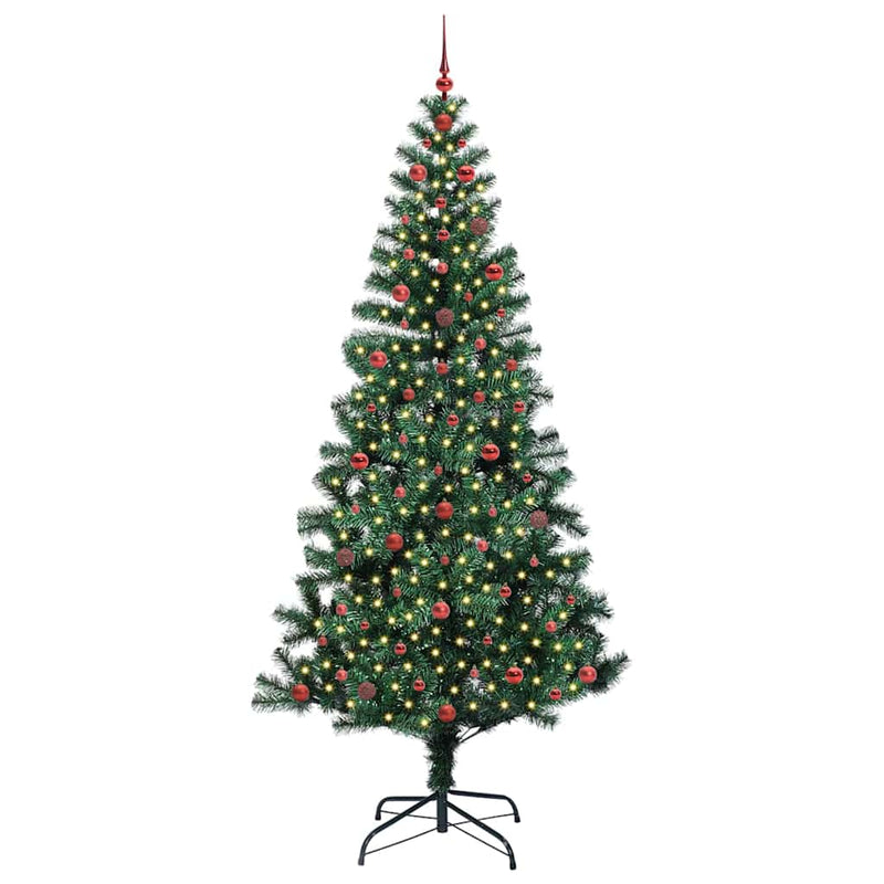 Chargez l'image dans la visionneuse de la galerie, Vidaxl kunstmatig voorverlicht kerstboom groen 240 cm pvc en metaal