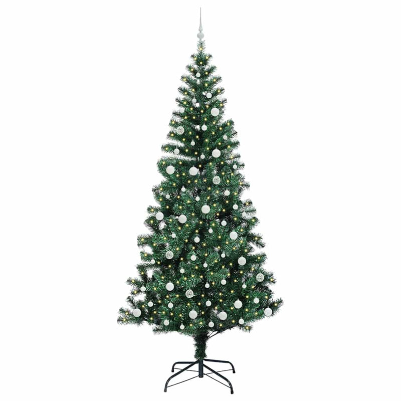 Chargez l'image dans la visionneuse de la galerie, Vidaxl kunstmatig voorverlicht kerstboom groen 240 cm pvc en metaal