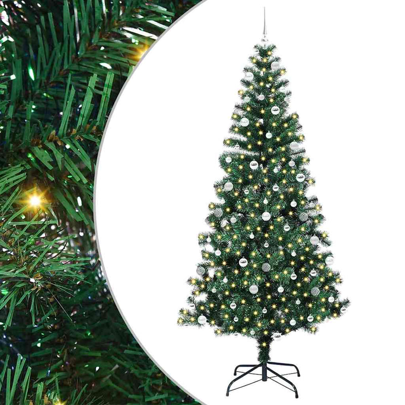 Chargez l'image dans la visionneuse de la galerie, Vidaxl kunstmatig voorverlicht kerstboom groen 240 cm pvc en metaal