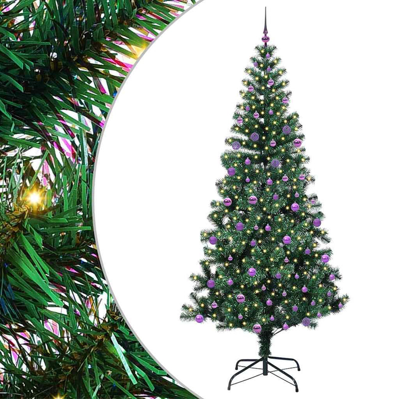 Chargez l'image dans la visionneuse de la galerie, Vidaxl kunstmatig voorverlicht kerstboom groen 240 cm pvc en metaal