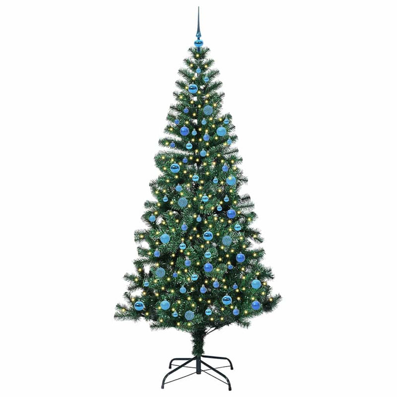 Chargez l'image dans la visionneuse de la galerie, Vidaxl kunstmatig voorverlicht kerstboom groen 240 cm pvc en metaal