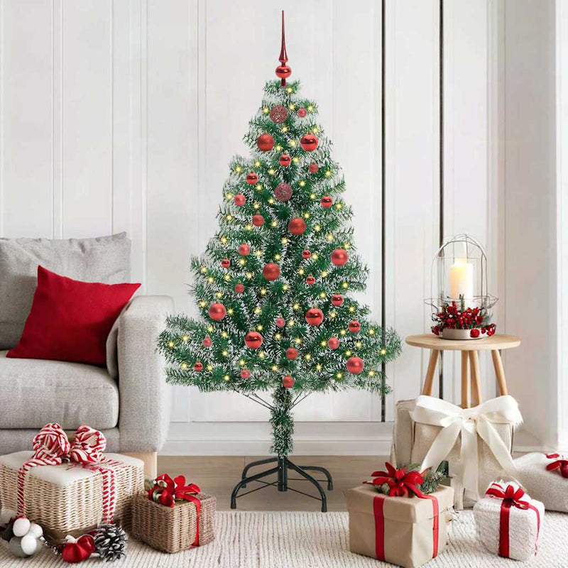 ギャラリービューアに画像をロードする, Vidaxl kunstmatige kerstboom sneeuw gevlochten met led licht 150 cm