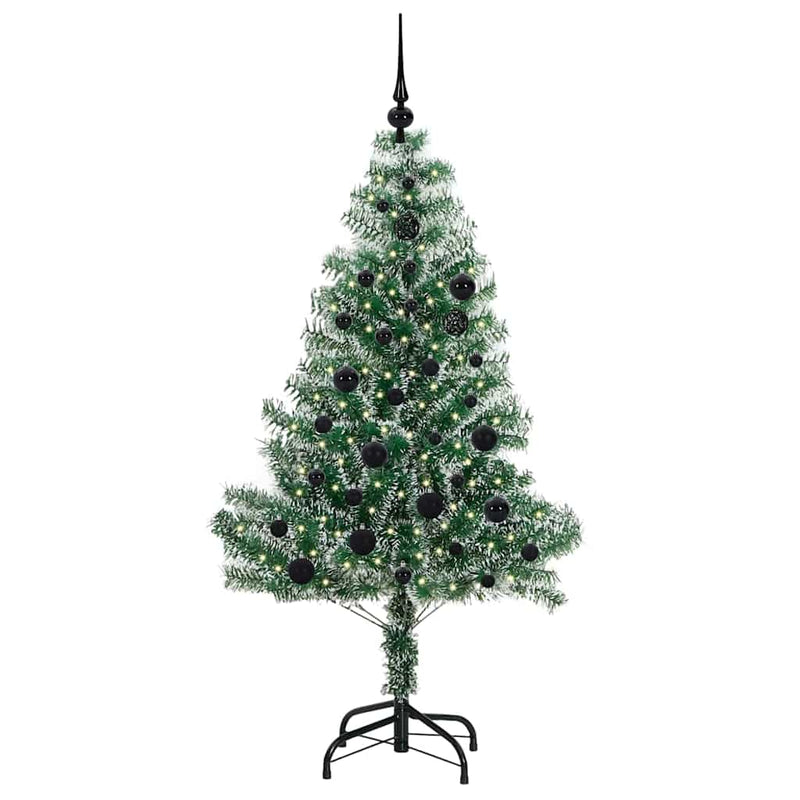 Chargez l'image dans la visionneuse de la galerie, Vidaxl kunstmatige kerstboom sneeuw gevlochten met led licht 150 cm
