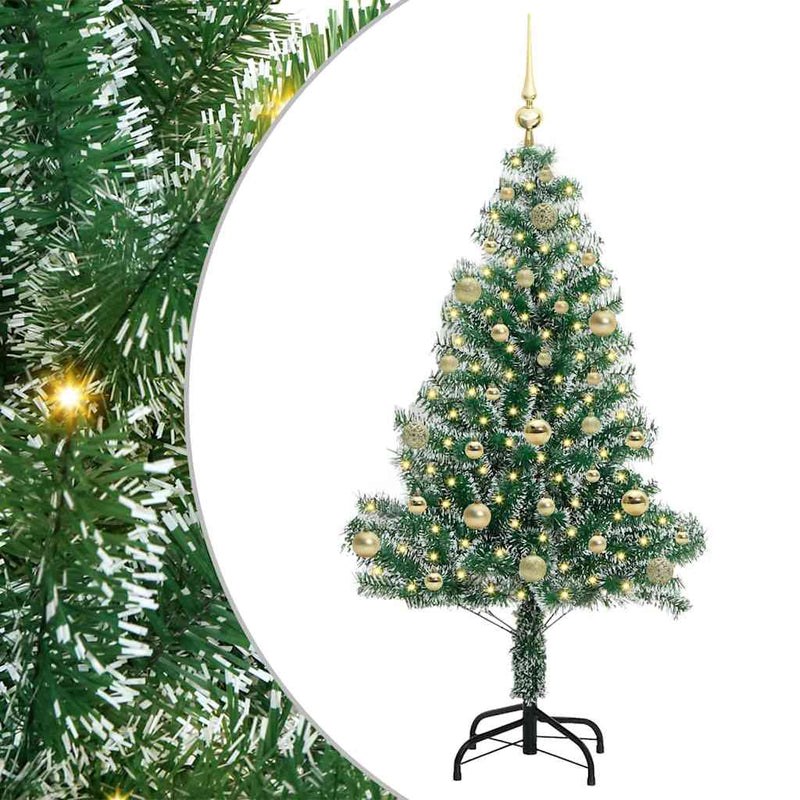 ギャラリービューアに画像をロードする, Vidaxl kunstmatige kerstboom sneeuw gevlochten met led licht 150 cm