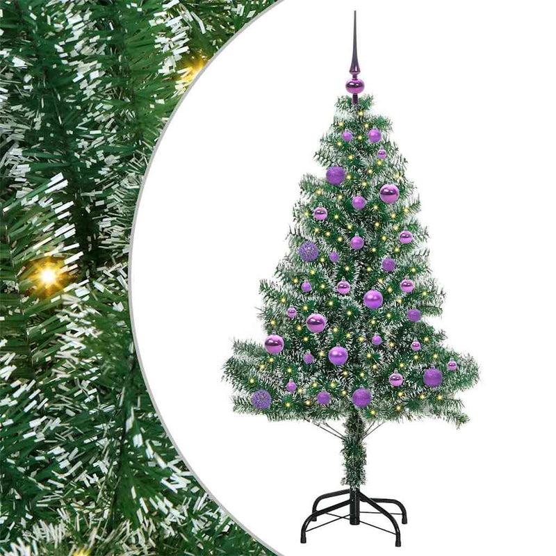 Chargez l'image dans la visionneuse de la galerie, Vidaxl kunstmatige kerstboom sneeuw gevlochten met led licht 150 cm