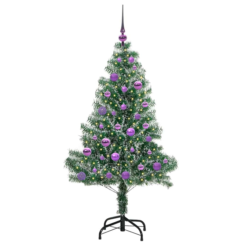 Chargez l'image dans la visionneuse de la galerie, Vidaxl kunstmatige kerstboom sneeuw gevlochten met led licht 150 cm