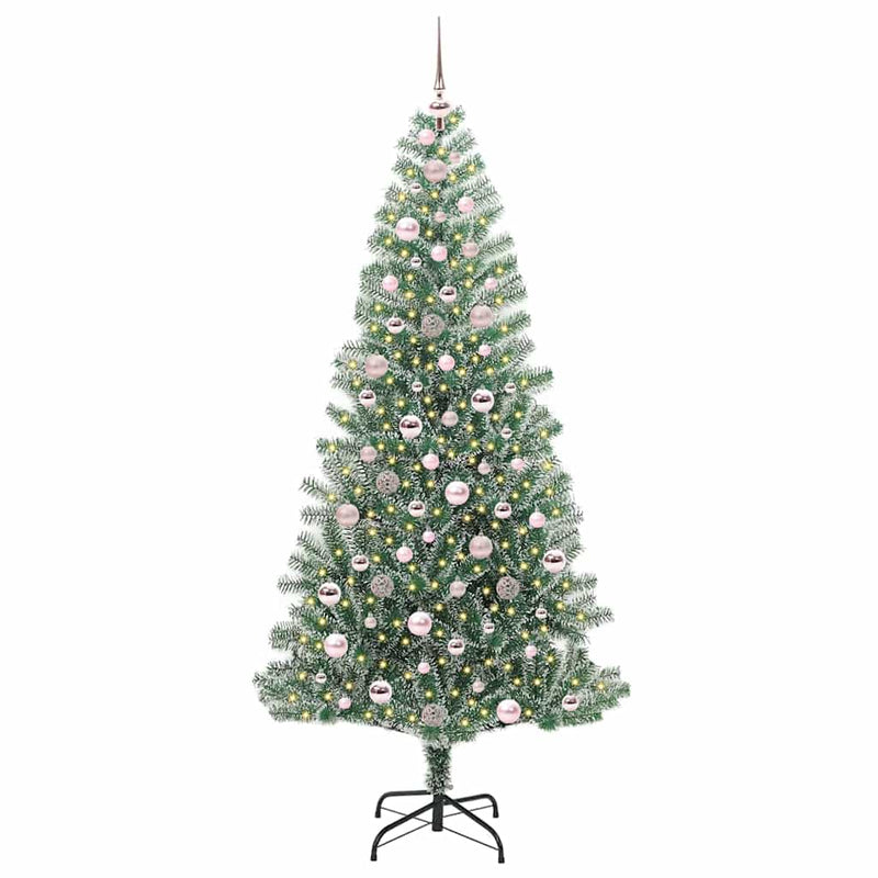 Chargez l'image dans la visionneuse de la galerie, Vidaxl kunstmatige kerstboom sneeuw gevlochten met led licht 210 cm