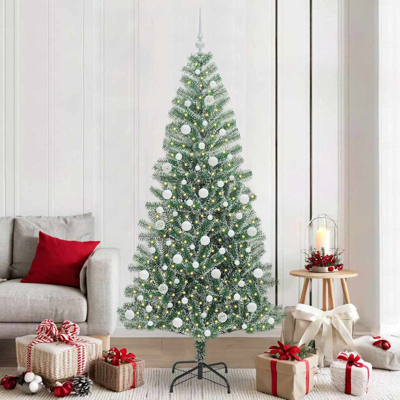 ギャラリービューアに画像をロードする, Vidaxl kunstmatige kerstboom sneeuw gevlochten met led licht 210 cm