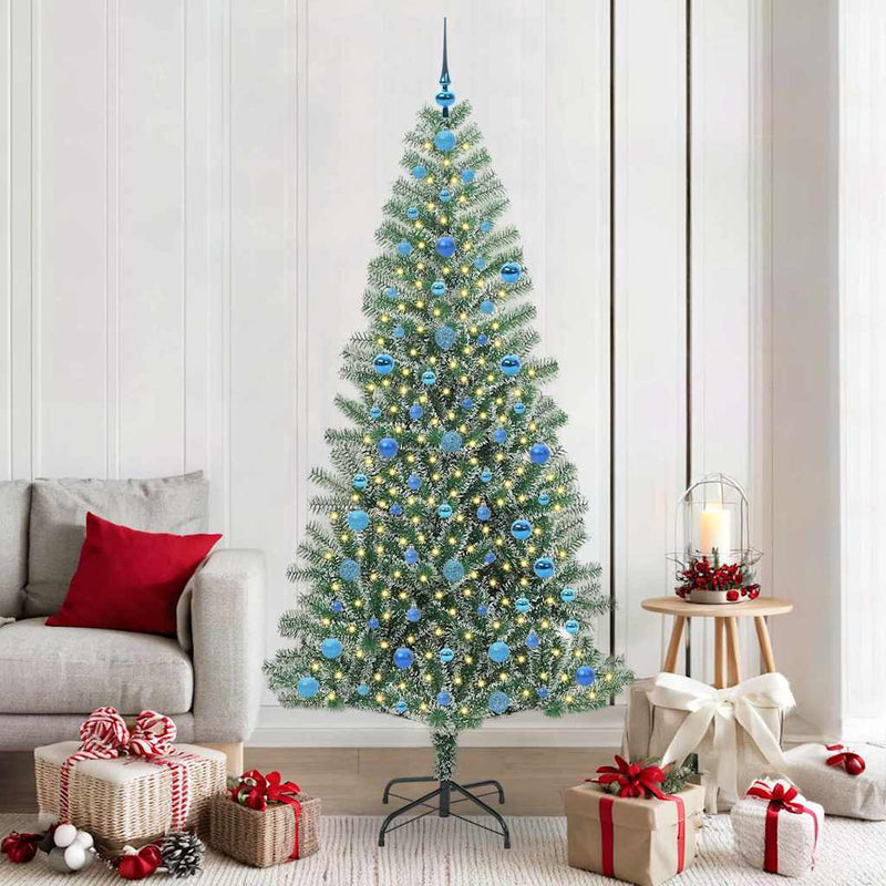 ギャラリービューアに画像をロードする, Vidaxl kunstmatige kerstboom sneeuw gevlochten met led licht 210 cm
