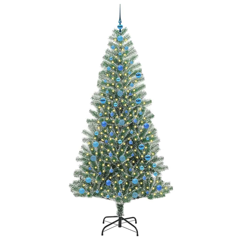 ギャラリービューアに画像をロードする, Vidaxl kunstmatige kerstboom sneeuw gevlochten met led licht 210 cm