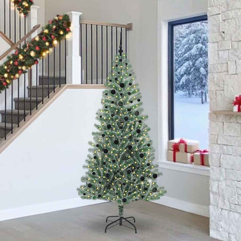 Chargez l'image dans la visionneuse de la galerie, Vidaxl kunstmatige kerstboom sneeuw gevlochten met led licht 240 cm