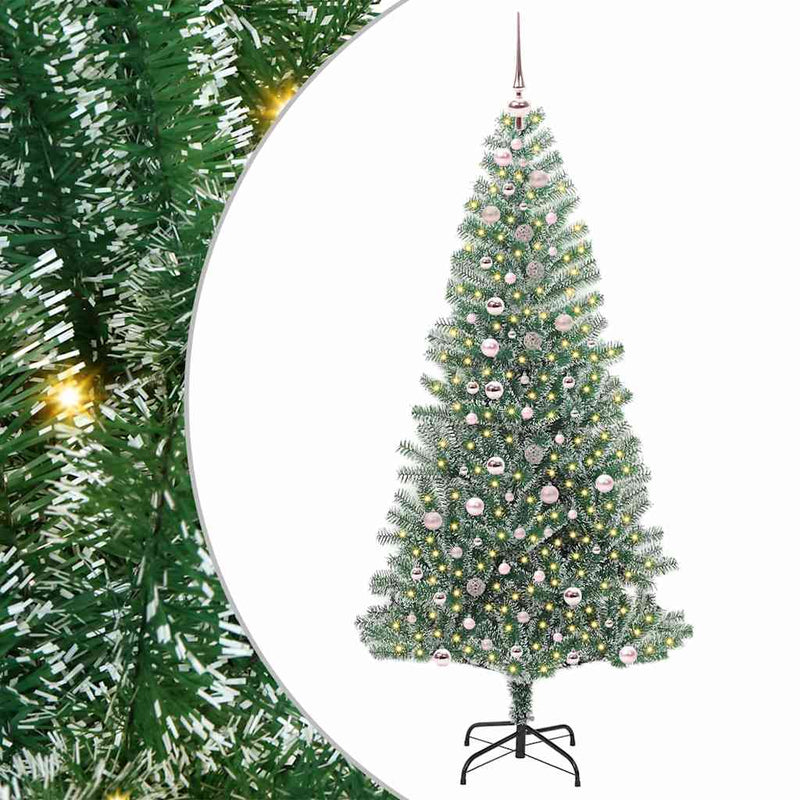 Chargez l'image dans la visionneuse de la galerie, Vidaxl kunstmatige kerstboom sneeuw gevlochten met led licht 240 cm