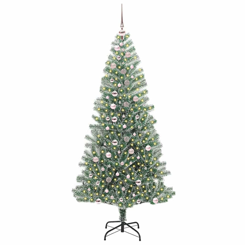 Chargez l'image dans la visionneuse de la galerie, Vidaxl kunstmatige kerstboom sneeuw gevlochten met led licht 240 cm