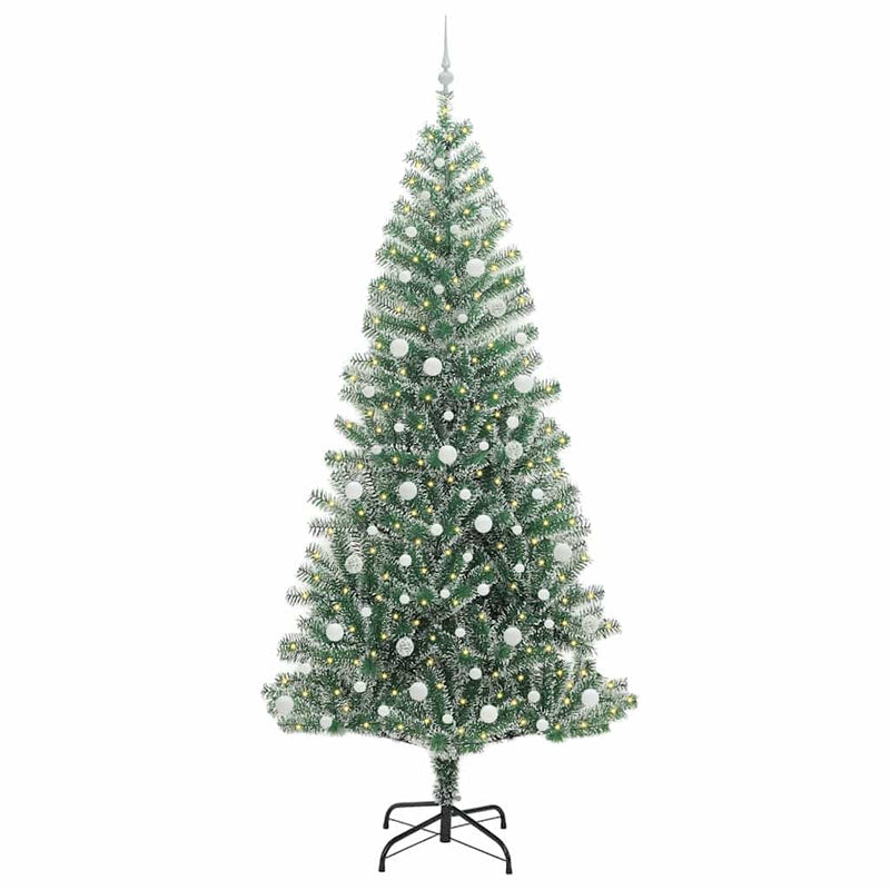 Chargez l'image dans la visionneuse de la galerie, Vidaxl kunstmatige kerstboom sneeuw gevlochten met led licht 240 cm