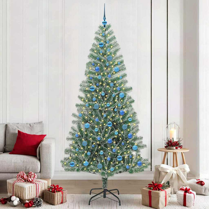 Chargez l'image dans la visionneuse de la galerie, Vidaxl kunstmatige kerstboom sneeuw gevlochten met led licht 240 cm