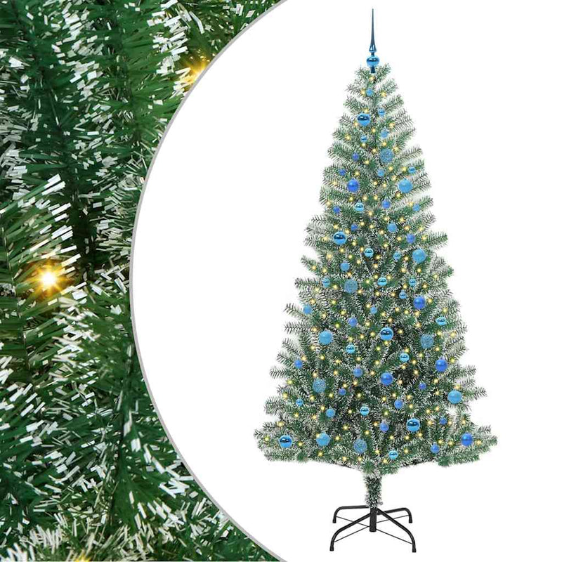 Chargez l'image dans la visionneuse de la galerie, Vidaxl kunstmatige kerstboom sneeuw gevlochten met led licht 240 cm