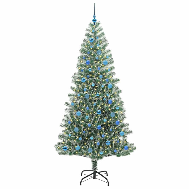 Chargez l'image dans la visionneuse de la galerie, Vidaxl kunstmatige kerstboom sneeuw gevlochten met led licht 240 cm