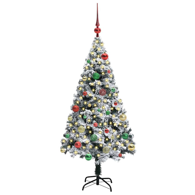 Afbeelding laden in galerijviewer, Vidaxl kunstkerstboom met 150 led wit 150 cm pvc en staal en kunststof