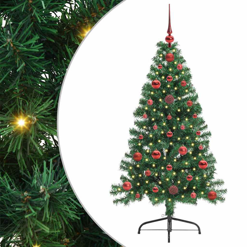 Chargez l'image dans la visionneuse de la galerie, Vidaxl kunstmatig voorverlicht kerstboom met 150 led groen 120 cm pvc