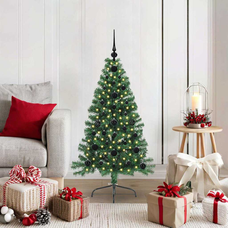 Chargez l'image dans la visionneuse de la galerie, Vidaxl kunstmatig voorverlicht kerstboom met 150 led groen 120 cm pvc