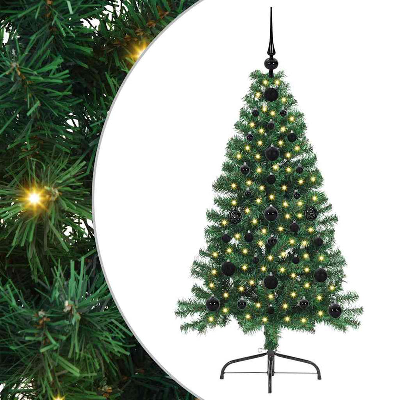 Chargez l'image dans la visionneuse de la galerie, Vidaxl kunstmatig voorverlicht kerstboom met 150 led groen 120 cm pvc