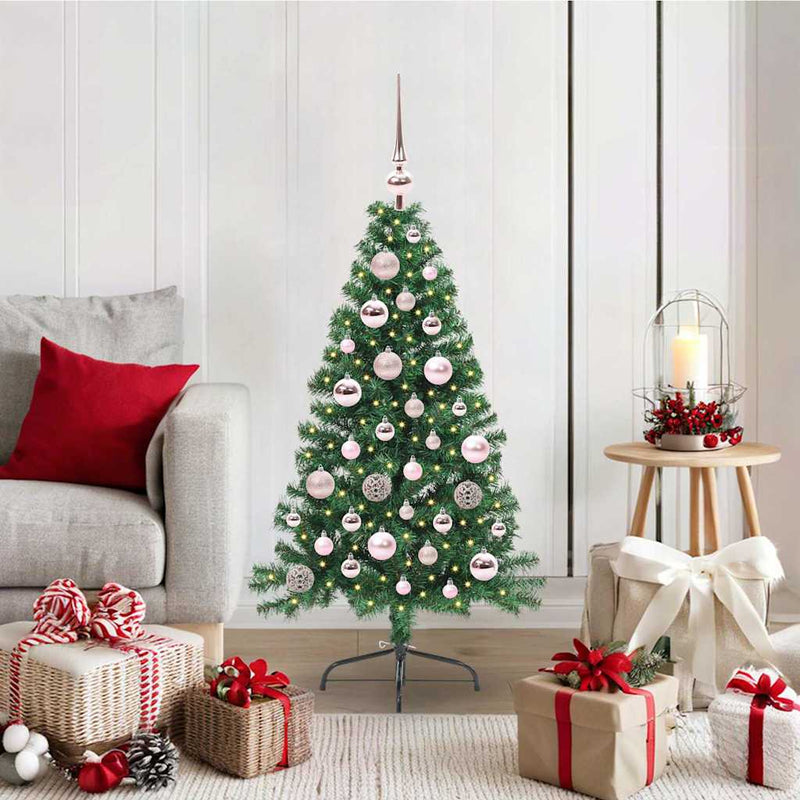 Chargez l'image dans la visionneuse de la galerie, Vidaxl kunstmatig voorverlicht kerstboom met 150 led groen 120 cm pvc