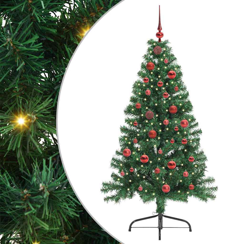 ギャラリービューアに画像をロードする, Vidaxl kunstmatig voorverlicht kerstboom met 150 led groen 150 cm pvc