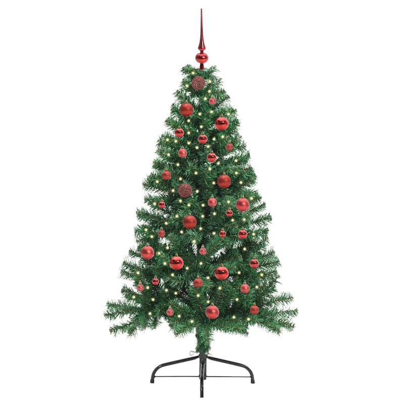 ギャラリービューアに画像をロードする, Vidaxl kunstmatig voorverlicht kerstboom met 150 led groen 150 cm pvc