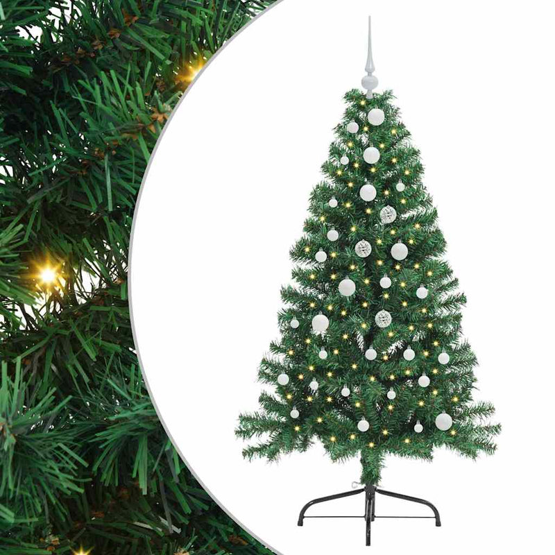 Chargez l'image dans la visionneuse de la galerie, Vidaxl kunstmatig voorverlicht kerstboom met 150 led groen 150 cm pvc
