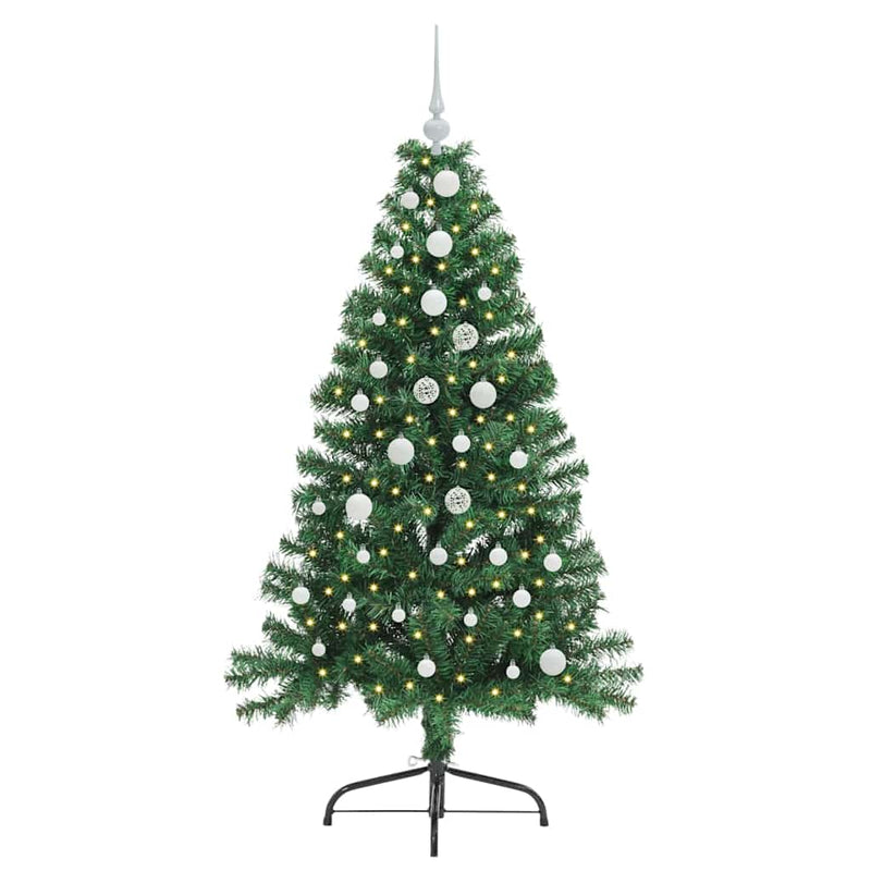 Chargez l'image dans la visionneuse de la galerie, Vidaxl kunstmatig voorverlicht kerstboom met 150 led groen 150 cm pvc