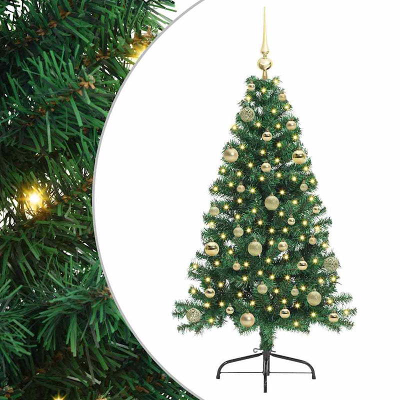 Chargez l'image dans la visionneuse de la galerie, Vidaxl kunstmatig voorverlicht kerstboom met 150 led groen 150 cm pvc