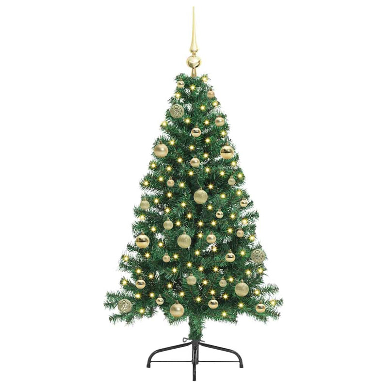 Chargez l'image dans la visionneuse de la galerie, Vidaxl kunstmatig voorverlicht kerstboom met 150 led groen 150 cm pvc