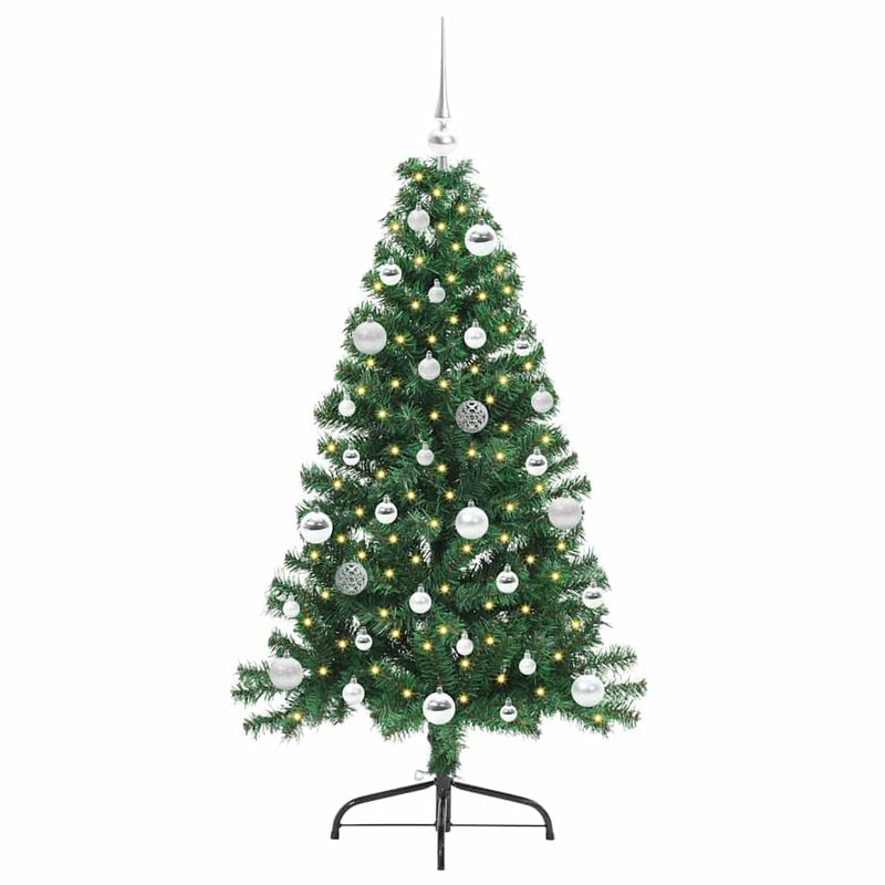 Chargez l'image dans la visionneuse de la galerie, Vidaxl kunstmatig voorverlicht kerstboom met 150 led groen 150 cm pvc