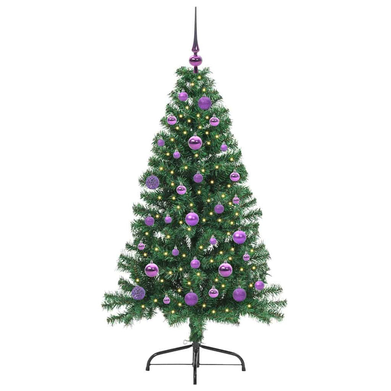 Chargez l'image dans la visionneuse de la galerie, Vidaxl kunstmatig voorverlicht kerstboom met 150 led groen 150 cm pvc