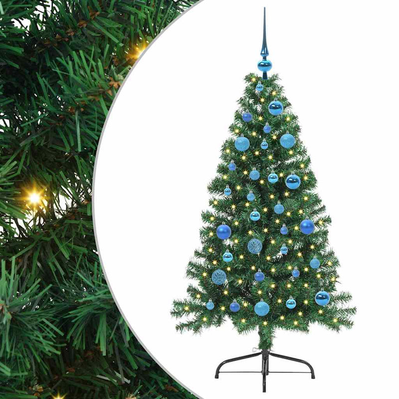 Chargez l'image dans la visionneuse de la galerie, Vidaxl kunstmatig voorverlicht kerstboom met 150 led groen 150 cm pvc
