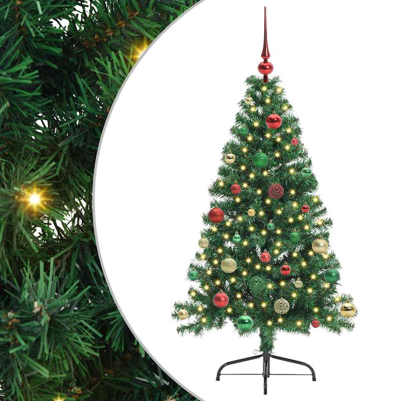Chargez l'image dans la visionneuse de la galerie, Vidaxl kunstmatig voorverlicht kerstboom met 150 led groen 150 cm pvc