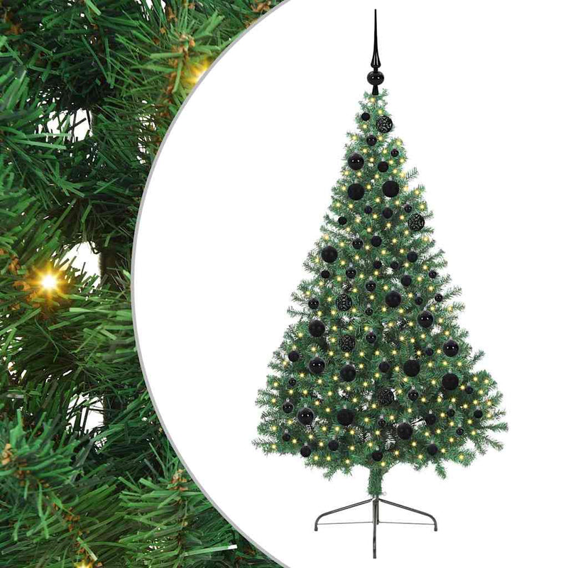 Chargez l'image dans la visionneuse de la galerie, Vidaxl kunstmatig voorverlicht kerstboom met 300 led groen 180 cm pvc
