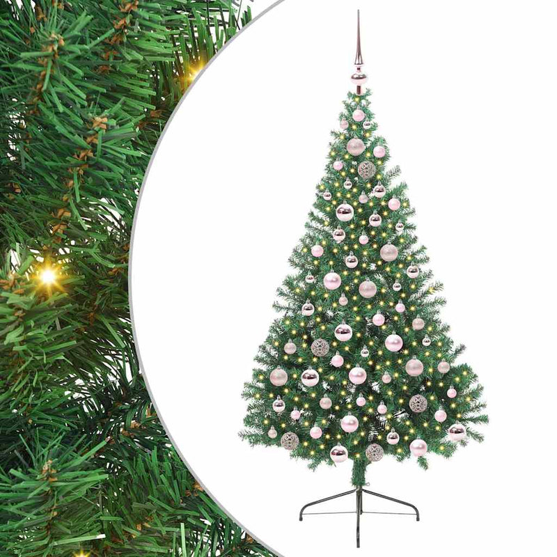 Chargez l'image dans la visionneuse de la galerie, Vidaxl kunstmatig voorverlicht kerstboom met 300 led groen 180 cm pvc