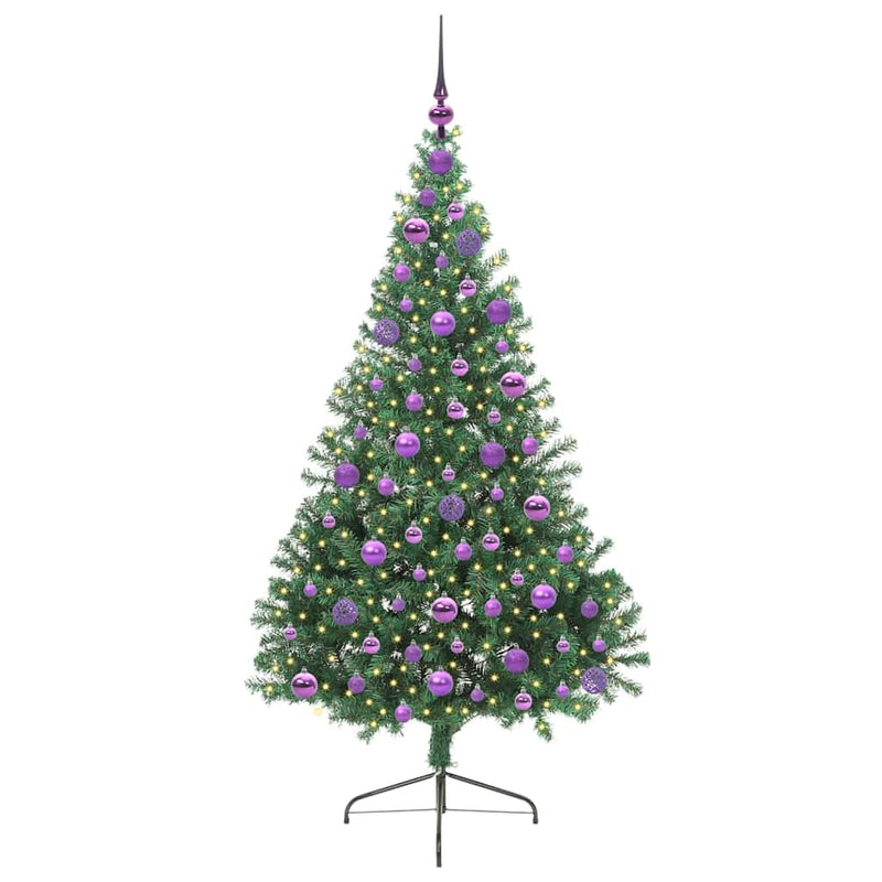 Chargez l'image dans la visionneuse de la galerie, Vidaxl kunstmatig voorverlicht kerstboom met 300 led groen 180 cm pvc