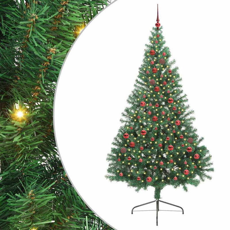 Chargez l'image dans la visionneuse de la galerie, Vidaxl kunstmatig voorverlicht kerstboom met 300 led groen 210 cm pvc