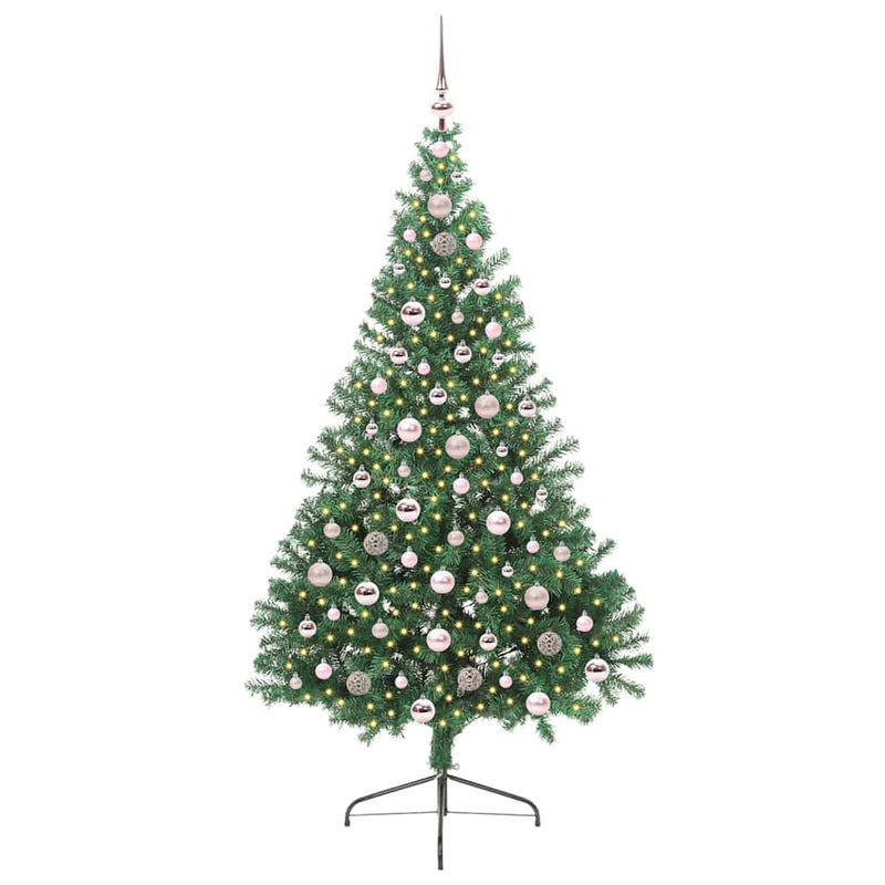 Chargez l'image dans la visionneuse de la galerie, Vidaxl kunstmatig voorverlicht kerstboom met 300 led groen 210 cm pvc
