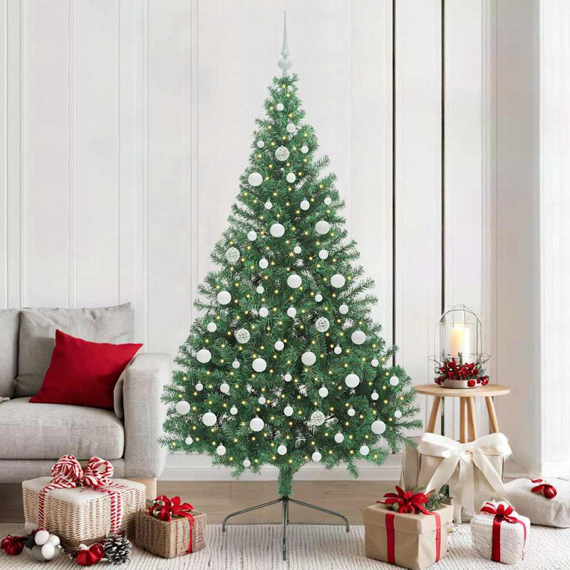 Chargez l'image dans la visionneuse de la galerie, Vidaxl kunstmatig voorverlicht kerstboom met 300 led groen 210 cm pvc
