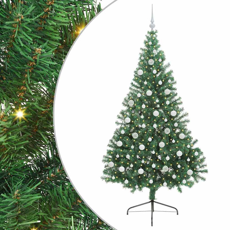 Chargez l'image dans la visionneuse de la galerie, Vidaxl kunstmatig voorverlicht kerstboom met 300 led groen 210 cm pvc