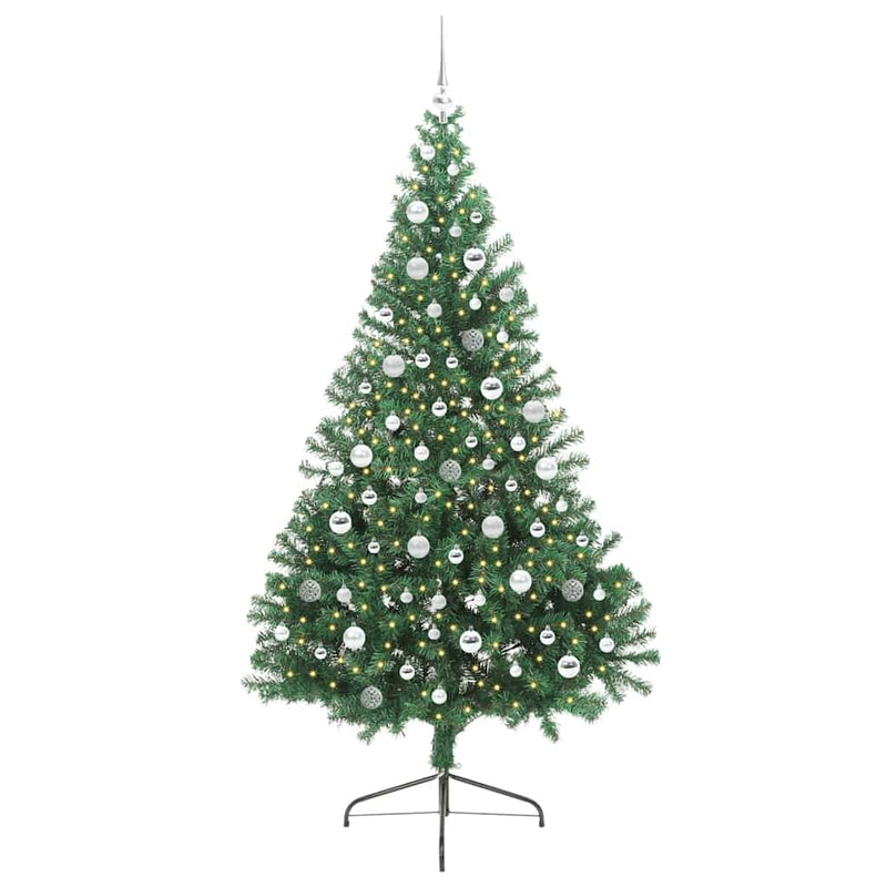 Afbeelding laden in galerijviewer, Vidaxl kunstmatig voorverlicht kerstboom met 300 led groen 210 cm pvc