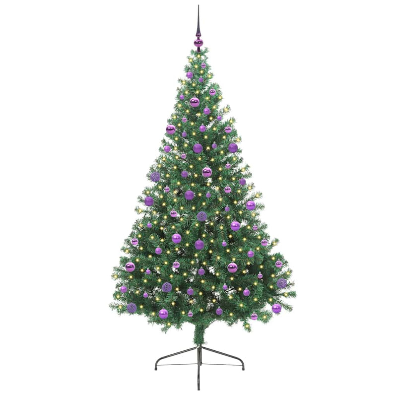 Afbeelding laden in galerijviewer, Vidaxl kunstmatig voorverlicht kerstboom met 300 led groen 210 cm pvc