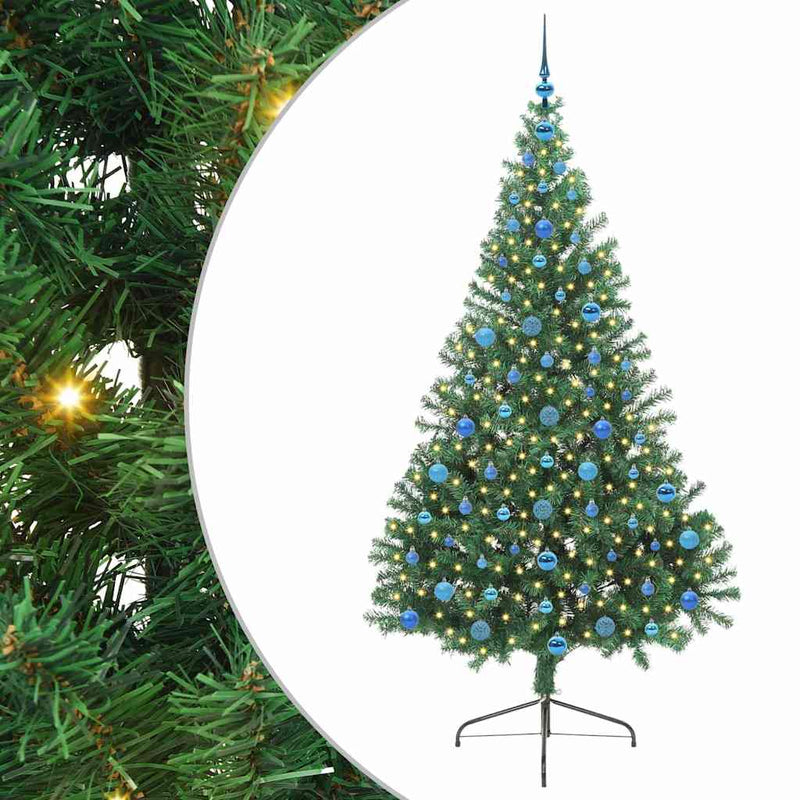 Afbeelding laden in galerijviewer, Vidaxl kunstmatig voorverlicht kerstboom met 300 led groen 210 cm pvc
