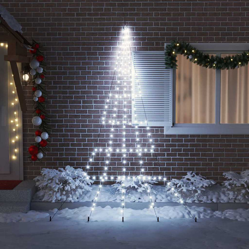 Afbeelding laden in galerijviewer, Vidaxl led kerstboom met grondspiesjes koudwit 306 cm metaal