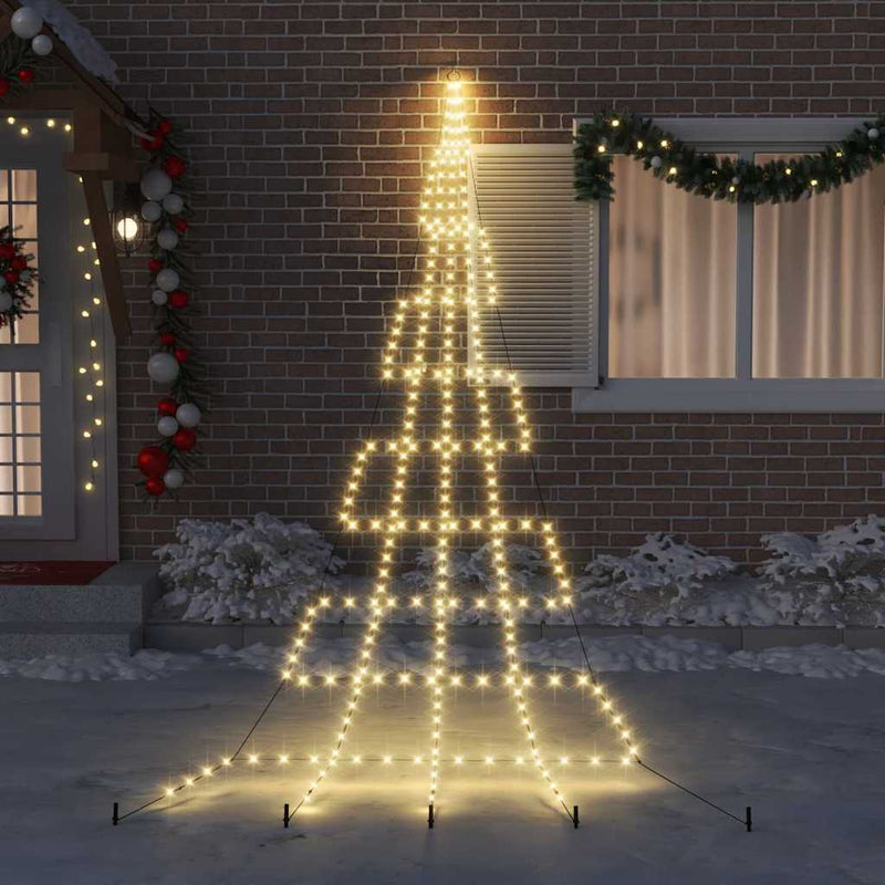 Afbeelding laden in galerijviewer, Vidaxl led kerstboom met grondspiesjes warmwit 511 cm metaal