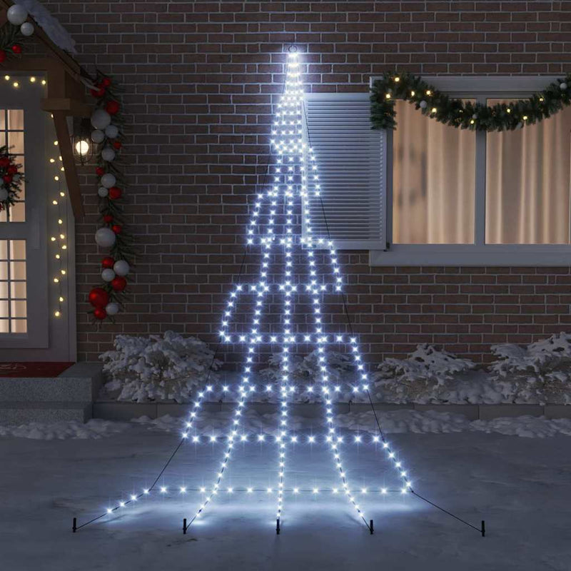 Afbeelding laden in galerijviewer, Vidaxl led kerstboom met grondspiesjes koudwit 511 cm metaal